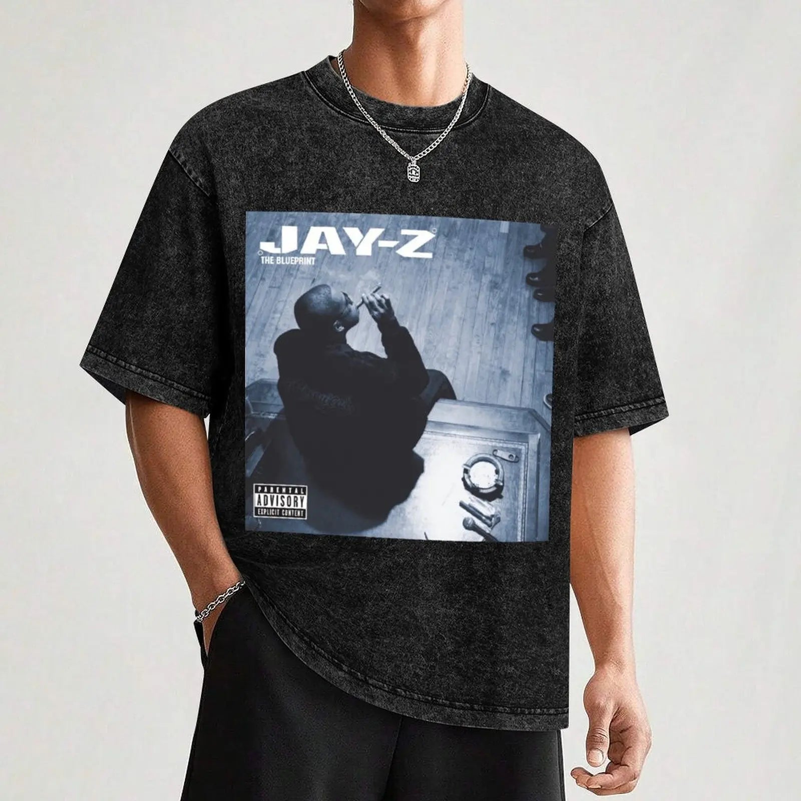 Jay-Z The Blueprint Album Cover T-Shirt Soft Casual Short Sleeve Cotton Tee-AMAZON FACTORY
