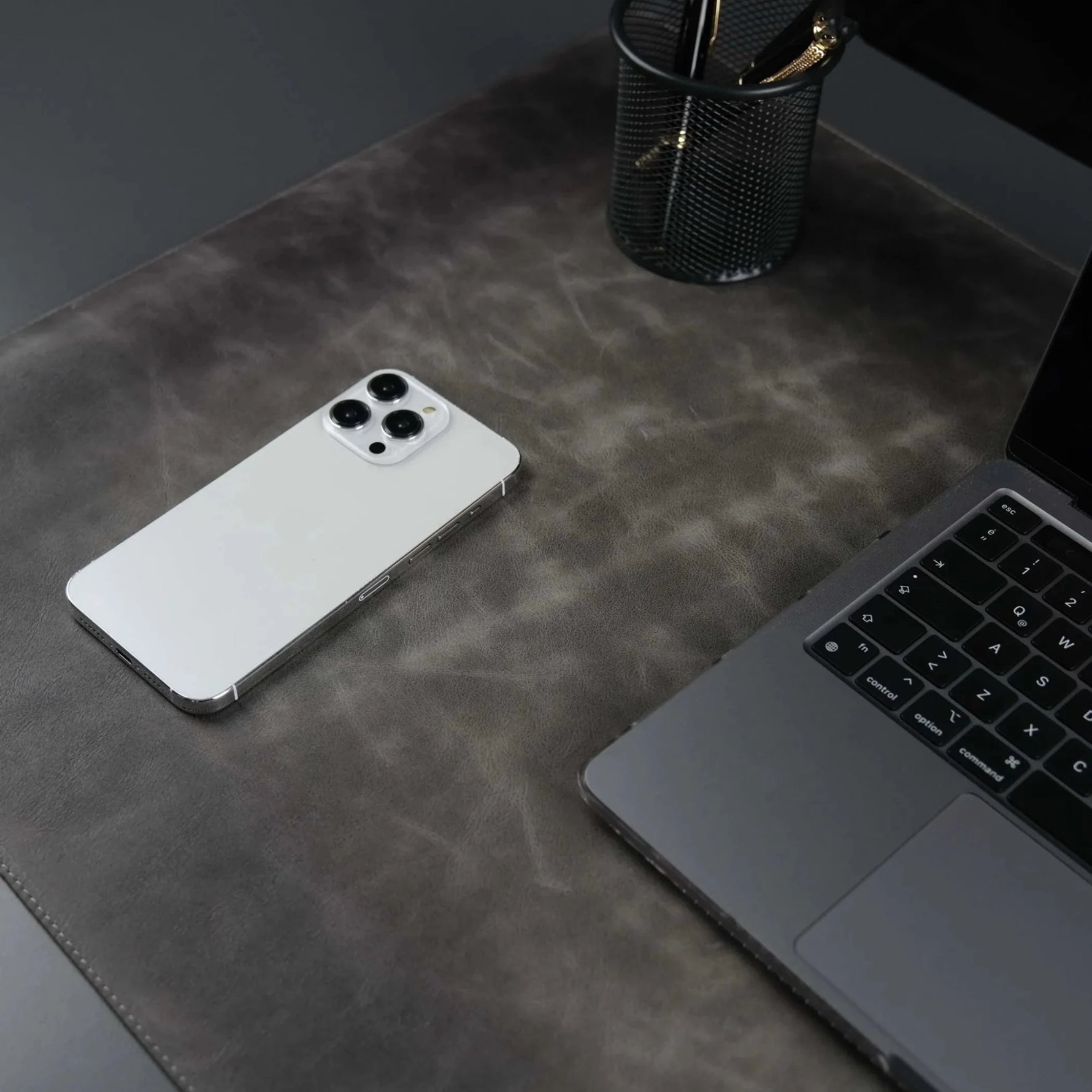Jersey Grey Leather Desk Pad for Office and Home-AMAZON FACTORY