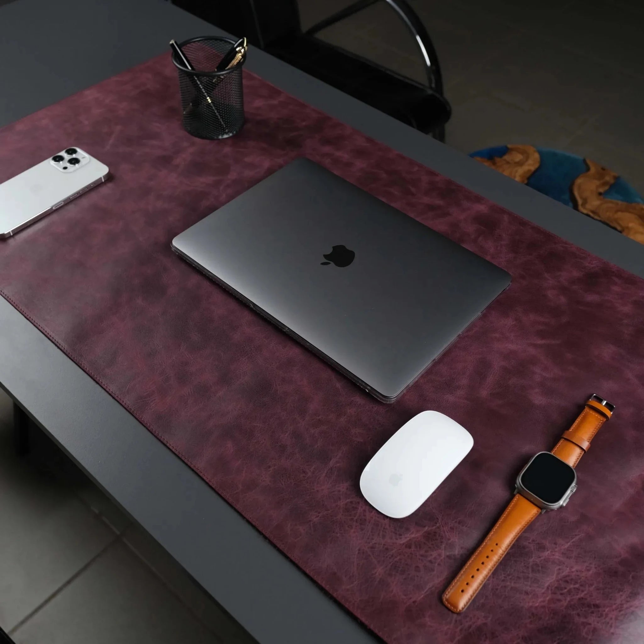 Jersey Purple Leather Desk Pad for Office and Home-AMAZON FACTORY