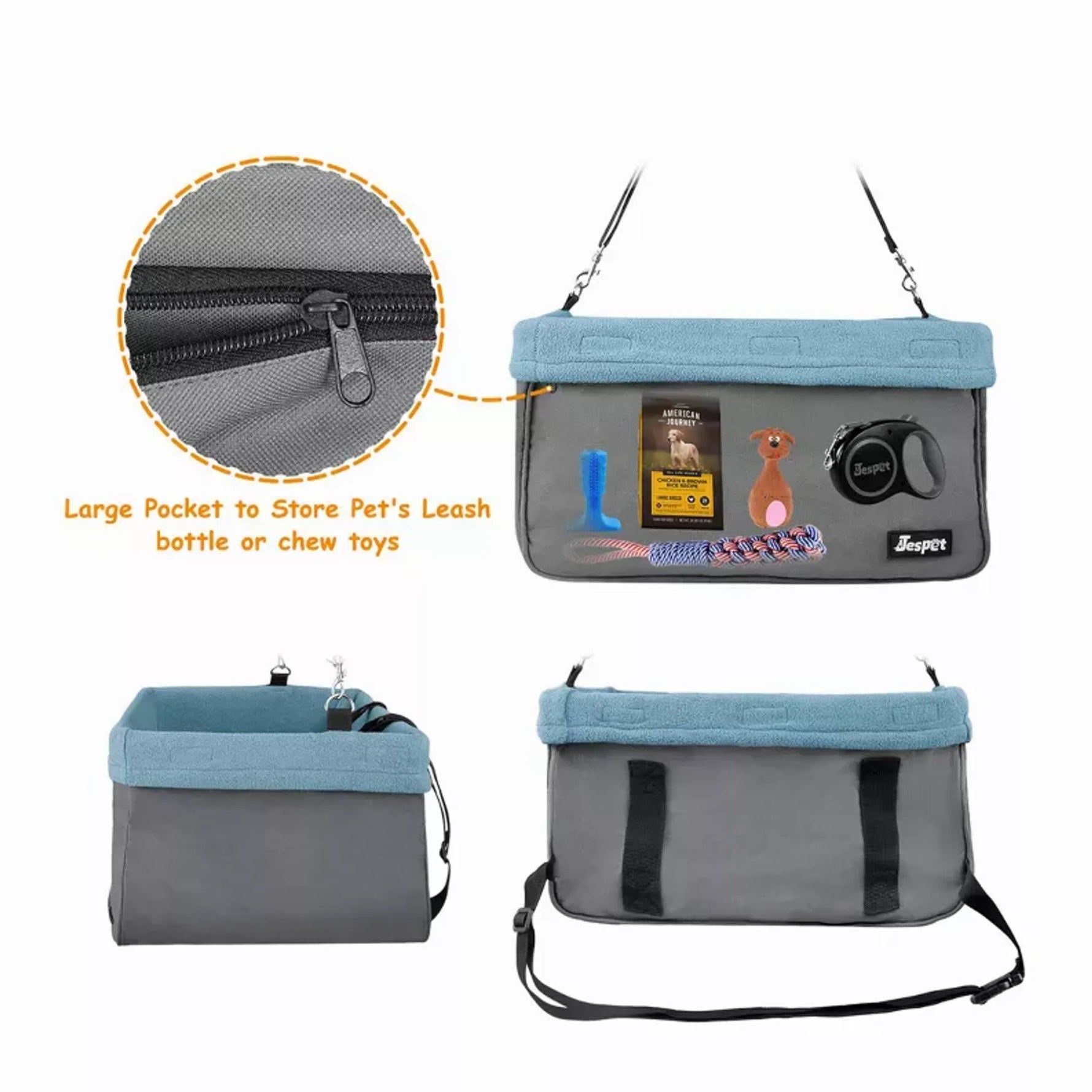 JESPET & GOOPAWS Dog Booster Seats for Cars, Portable Dog Car Seat Travel Carrier with Seat Belt for 24lbs Pets - AMAZON FACTORY