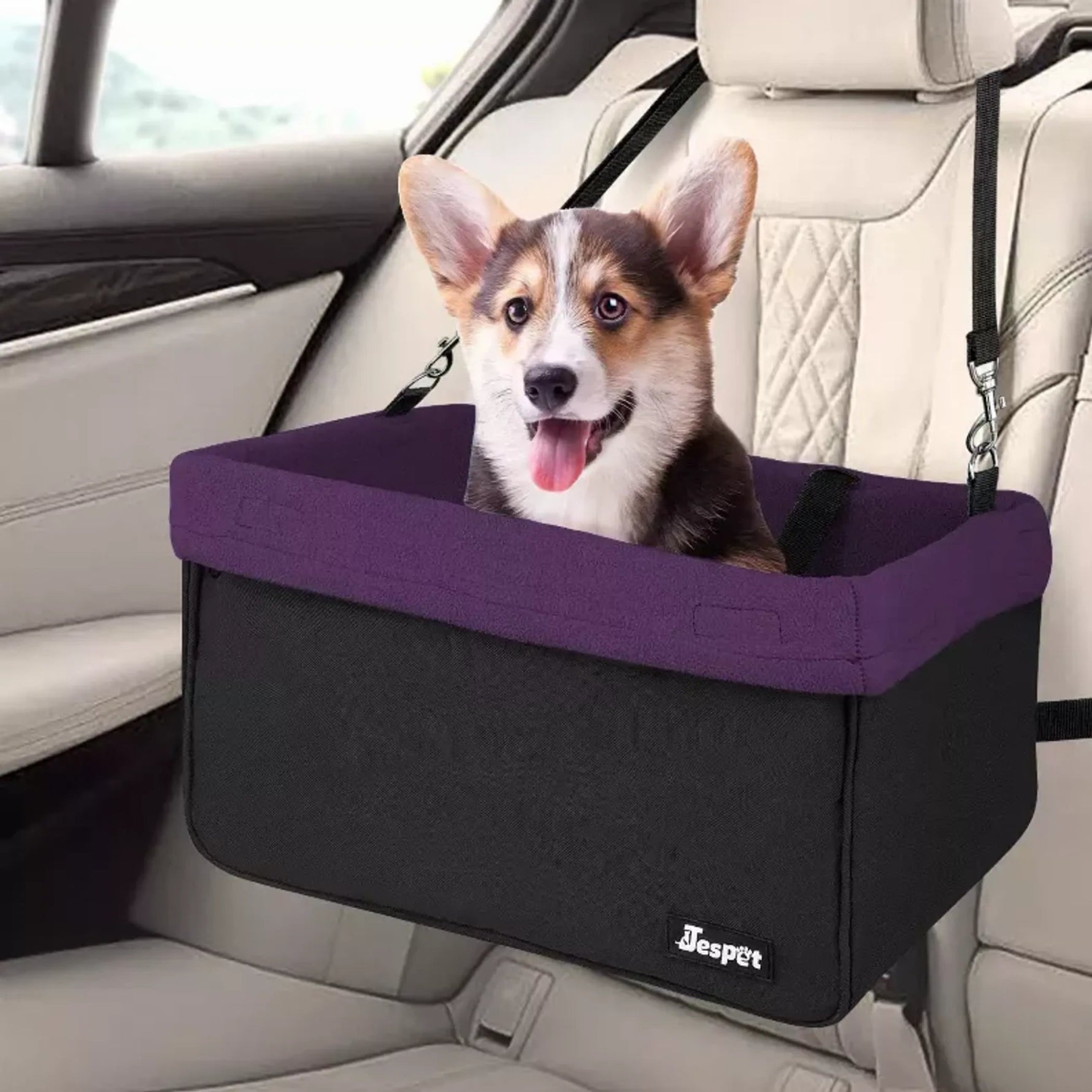 JESPET & GOOPAWS Dog Booster Seats for Cars, Portable Dog Car Seat Travel Carrier with Seat Belt for 24lbs Pets - AMAZON FACTORY