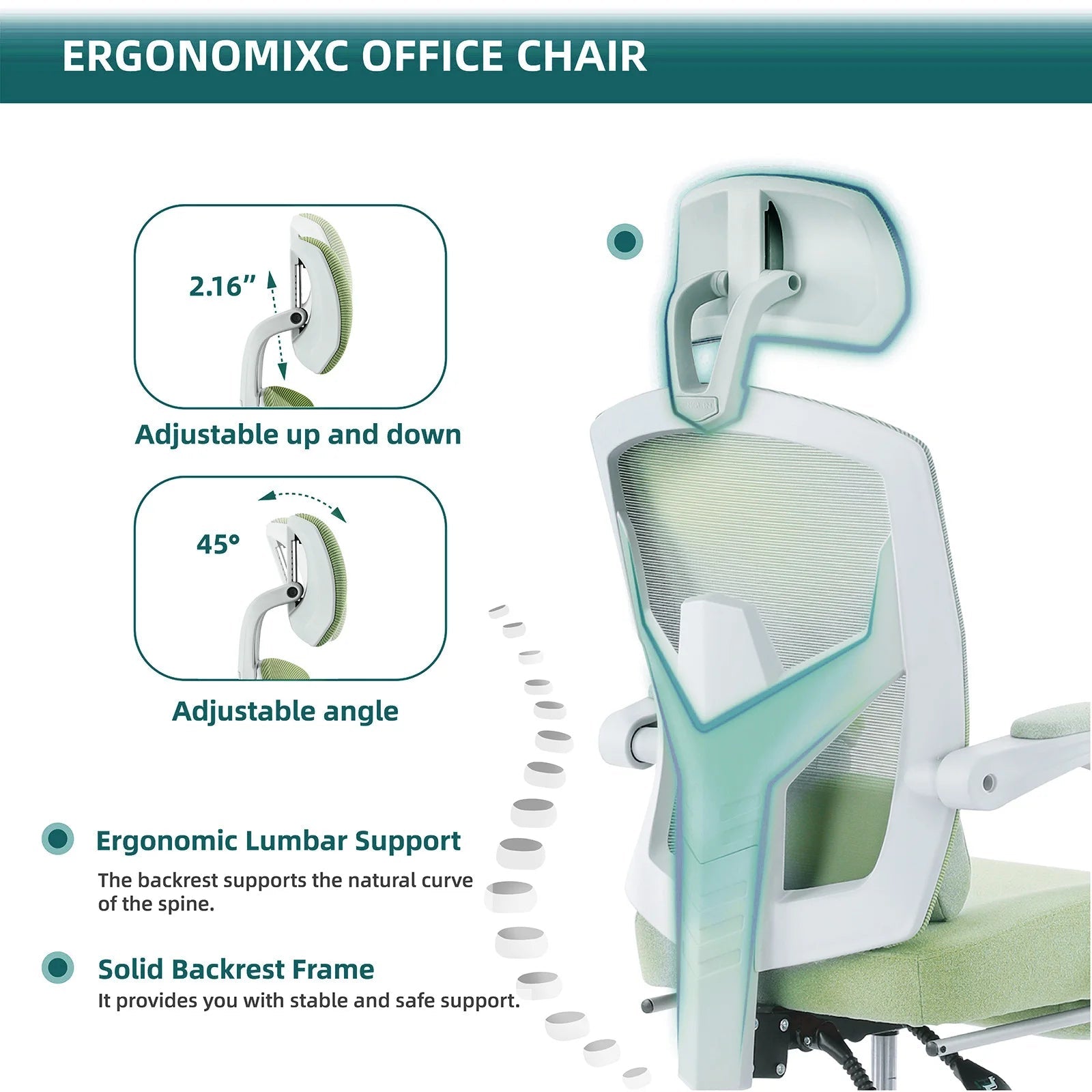 JHK Ergonomic Reclining High Back Mesh Living Room Rocking Gaming Chair Computer Desk Swivel Rolling Lumbar Support Pillow-AMAZON FACTORY