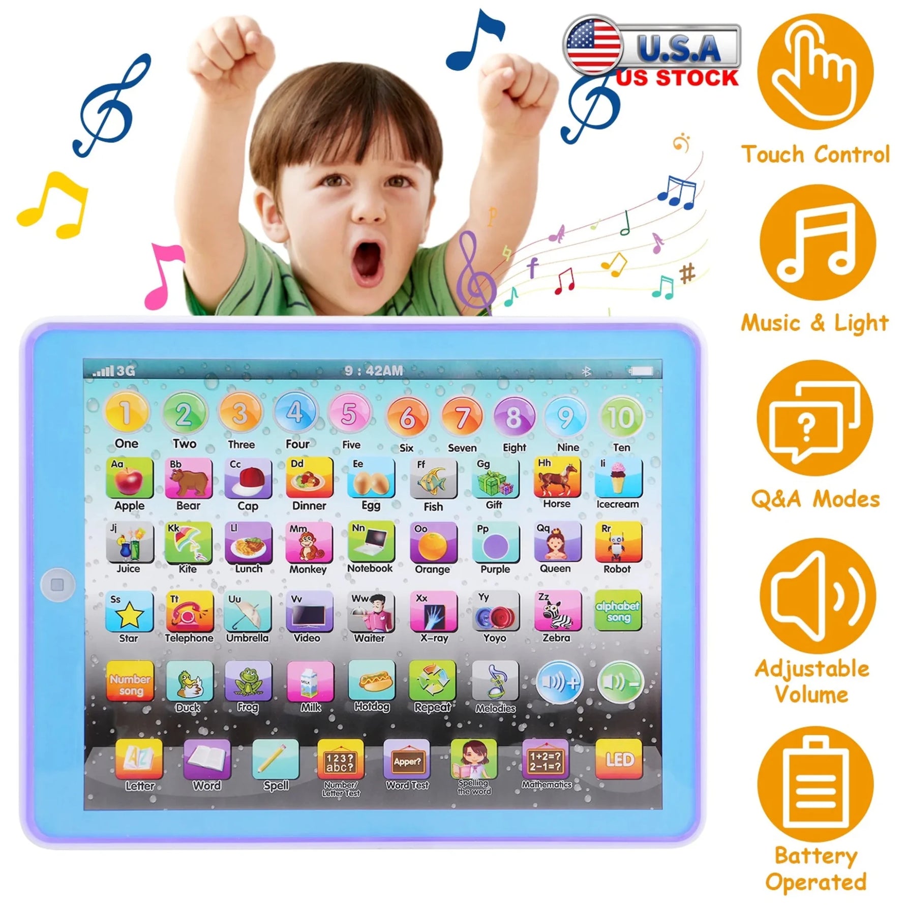Kid Baby Toddler Tablet Toy Educational Learning Study Tablet Pad-AMAZON FACTORY