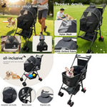 Large Pet Stroller for Cats & Dogs, Weather-Covered, Suitable for Various Pet Sizes, Outdoor Travel Cart-AMAZON FACTORY