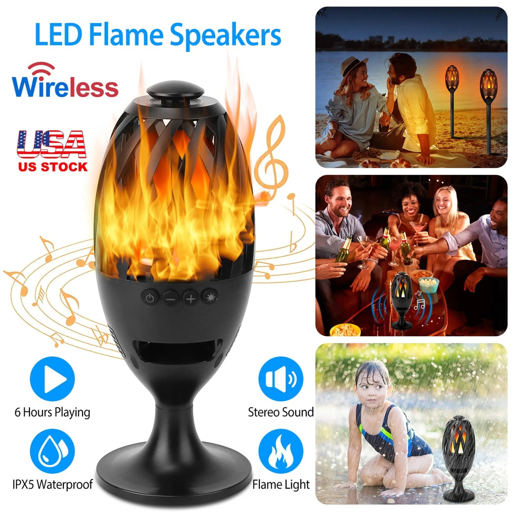 LED Flame Speakers Torch - AMAZON FACTORY