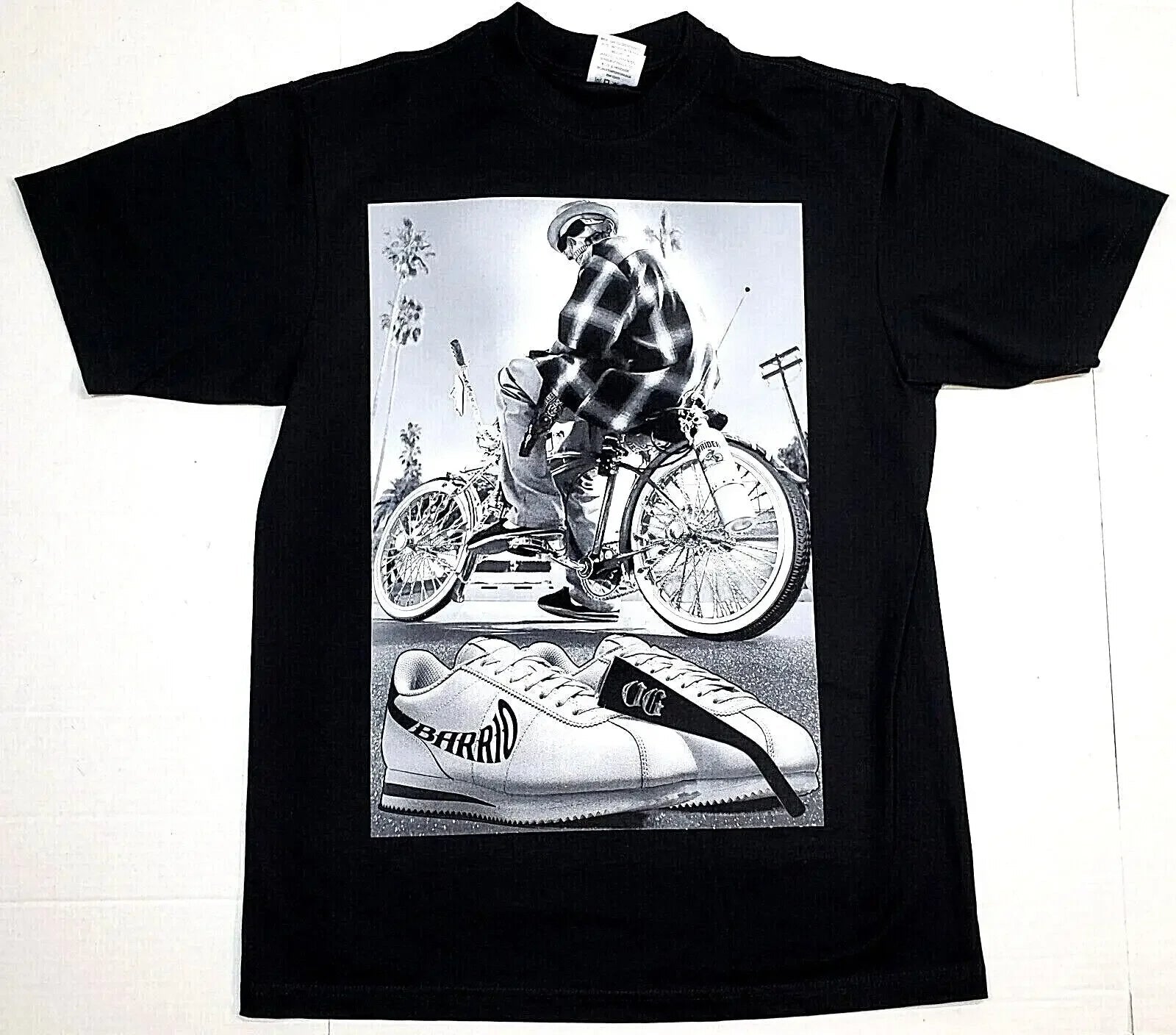 Lowrider Bicycle T-Shirt El Barrio Chicano Bike Urban Streetwear Men'S Tee New-AMAZON FACTORY