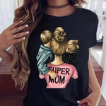 Maycaur Women Cartoon Mom Mother Boy Girl Print Mother Lady T-shirts Casual Top T Shirt Ladies Womens Graphic Female Tee T-Shirt-AMAZON FACTORY