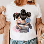 Maycaur Women Cartoon Mom Mother Boy Girl Print Mother Lady T-shirts Casual Top T Shirt Ladies Womens Graphic Female Tee T-Shirt-AMAZON FACTORY