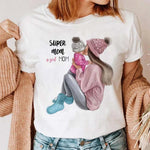 Maycaur Women Cartoon Mom Mother Boy Girl Print Mother Lady T-shirts Casual Top T Shirt Ladies Womens Graphic Female Tee T-Shirt-AMAZON FACTORY