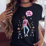 Maycaur Women Cartoon Mom Mother Boy Girl Print Mother Lady T-shirts Casual Top T Shirt Ladies Womens Graphic Female Tee T-Shirt-AMAZON FACTORY