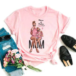 Maycaur Women Cartoon Mom Mother Boy Girl Print Mother Lady T-shirts Casual Top T Shirt Ladies Womens Graphic Female Tee T-Shirt-AMAZON FACTORY
