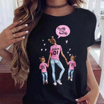 Maycaur Women Cartoon Mom Mother Boy Girl Print Mother Lady T-shirts Casual Top T Shirt Ladies Womens Graphic Female Tee T-Shirt-AMAZON FACTORY