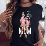 Maycaur Women Cartoon Mom Mother Boy Girl Print Mother Lady T-shirts Casual Top T Shirt Ladies Womens Graphic Female Tee T-Shirt-AMAZON FACTORY