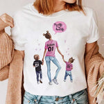 Maycaur Women Cartoon Mom Mother Boy Girl Print Mother Lady T-shirts Casual Top T Shirt Ladies Womens Graphic Female Tee T-Shirt-AMAZON FACTORY