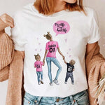 Maycaur Women Cartoon Mom Mother Boy Girl Print Mother Lady T-shirts Casual Top T Shirt Ladies Womens Graphic Female Tee T-Shirt-AMAZON FACTORY