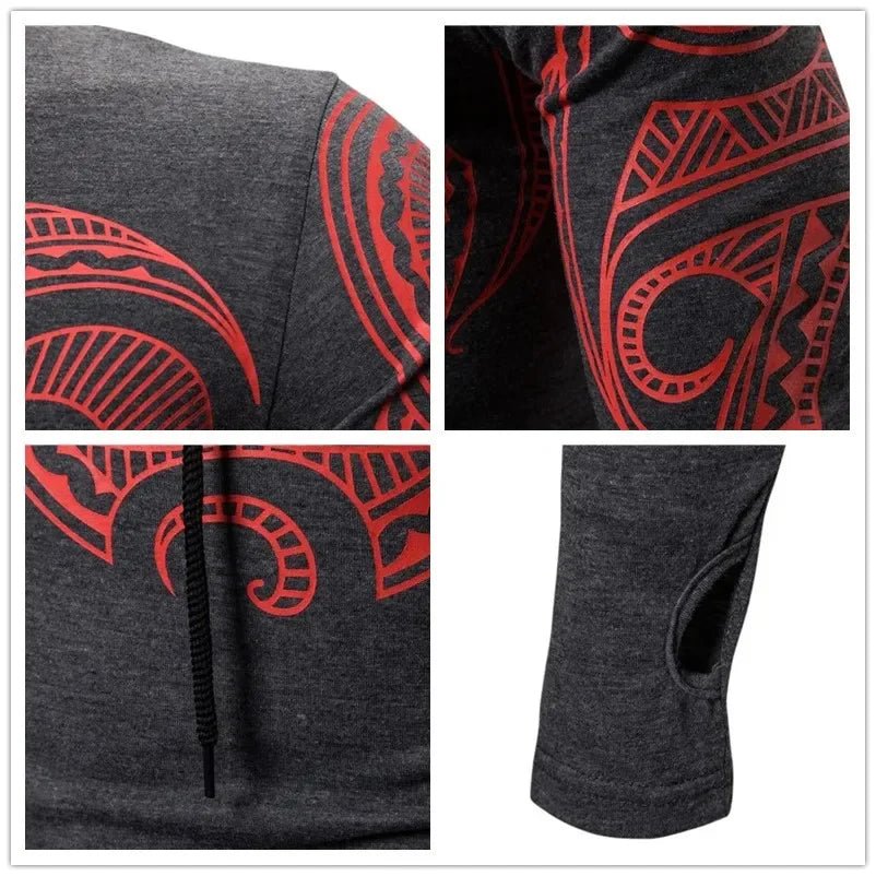 Men Trend With Mask Hood Sweatshirt Elastic Fitness Tattoo Print Hooded Sweat Homme Mens Hip Hop Sudadera Ninja Suit Streetwear-AMAZON FACTORY