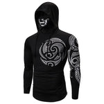 Men Trend With Mask Hood Sweatshirt Elastic Fitness Tattoo Print Hooded Sweat Homme Mens Hip Hop Sudadera Ninja Suit Streetwear-AMAZON FACTORY