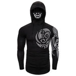 Men Trend With Mask Hood Sweatshirt Elastic Fitness Tattoo Print Hooded Sweat Homme Mens Hip Hop Sudadera Ninja Suit Streetwear-AMAZON FACTORY