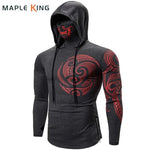 Men Trend With Mask Hood Sweatshirt Elastic Fitness Tattoo Print Hooded Sweat Homme Mens Hip Hop Sudadera Ninja Suit Streetwear-AMAZON FACTORY
