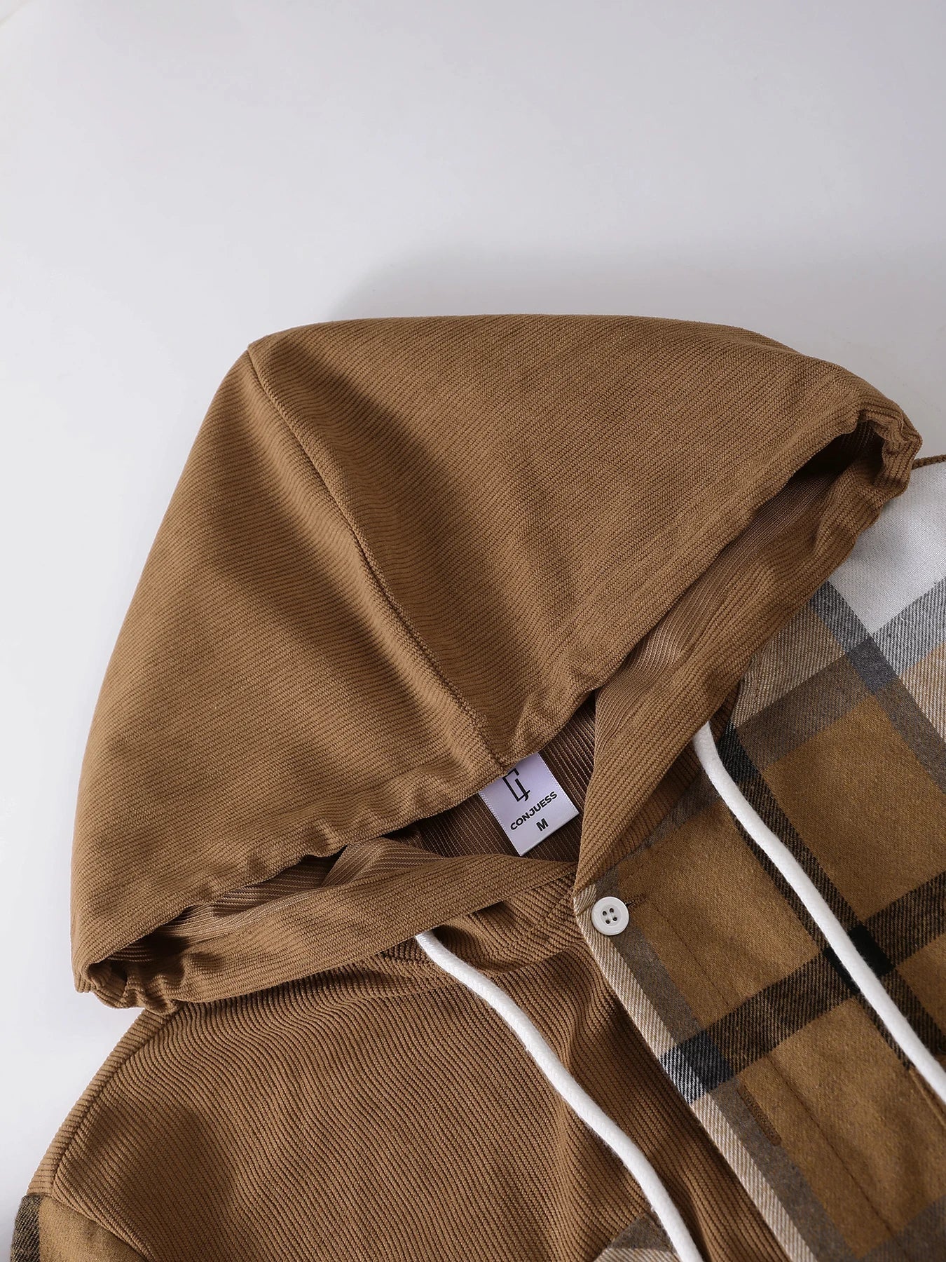 Men's Autumnal Hooded Set with Plaid Patchwork Jacket Drawstring Trousers Trendy Three-Piece Ensemble-AMAZON FACTORY