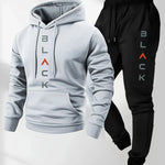 Men's casual and comfortable letter-printed hooded sports outfit a two-piece combination of stylish hooded sports shirt-AMAZON FACTORY