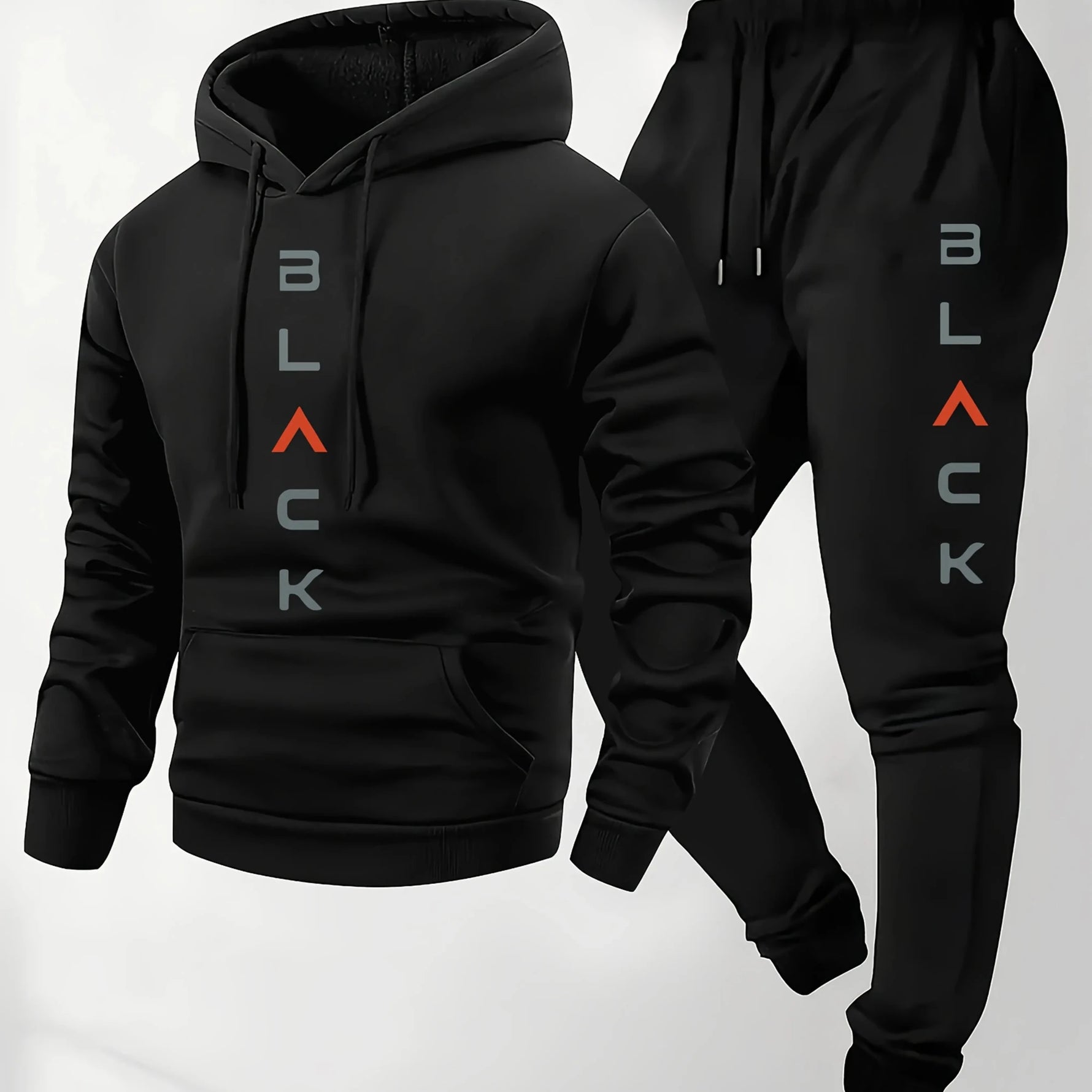 Men's casual and comfortable letter-printed hooded sports outfit a two-piece combination of stylish hooded sports shirt-AMAZON FACTORY