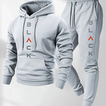 Men's casual and comfortable letter-printed hooded sports outfit a two-piece combination of stylish hooded sports shirt-AMAZON FACTORY