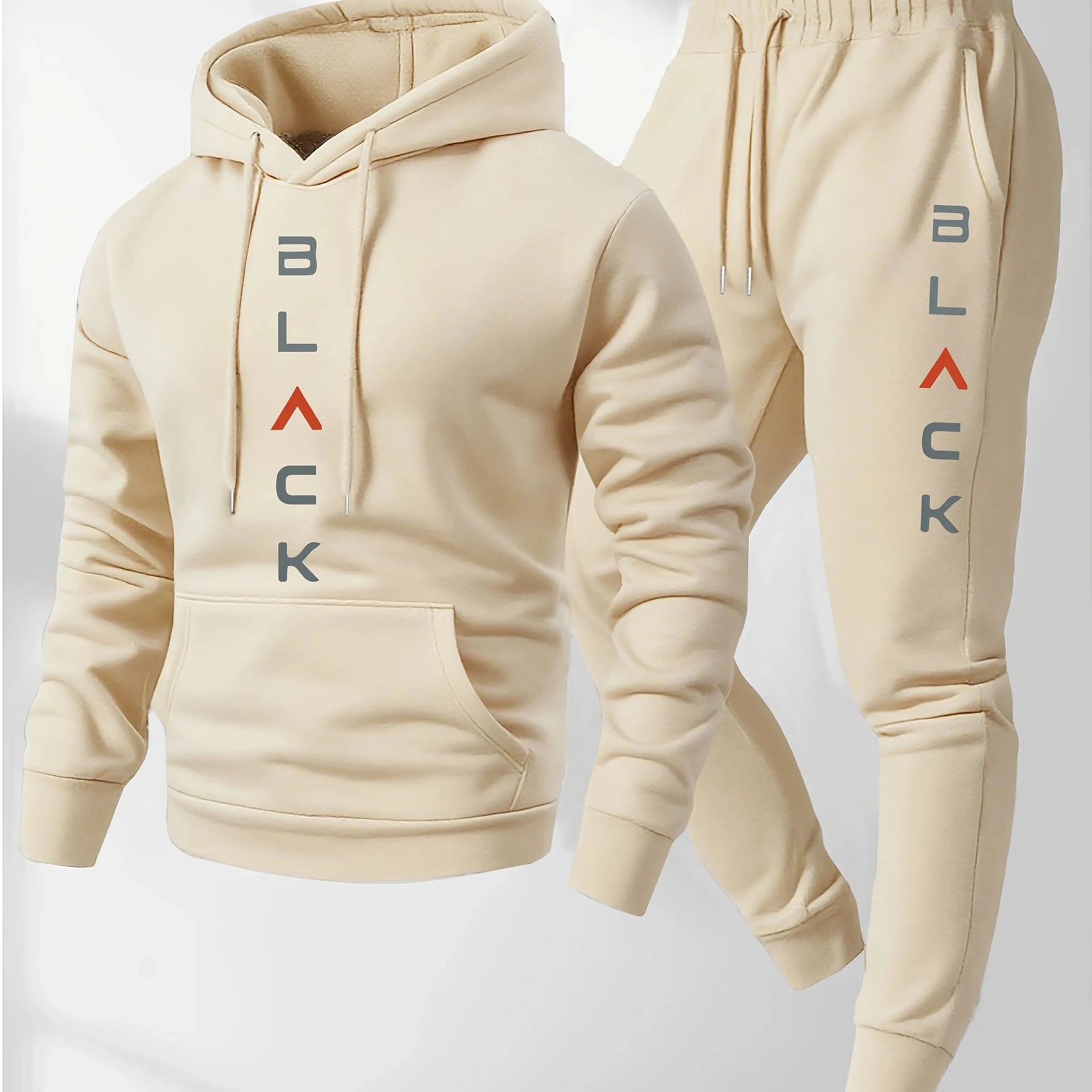 Men's casual and comfortable letter-printed hooded sports outfit a two-piece combination of stylish hooded sports shirt-AMAZON FACTORY