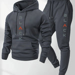 Men's casual and comfortable letter-printed hooded sports outfit a two-piece combination of stylish hooded sports shirt-AMAZON FACTORY