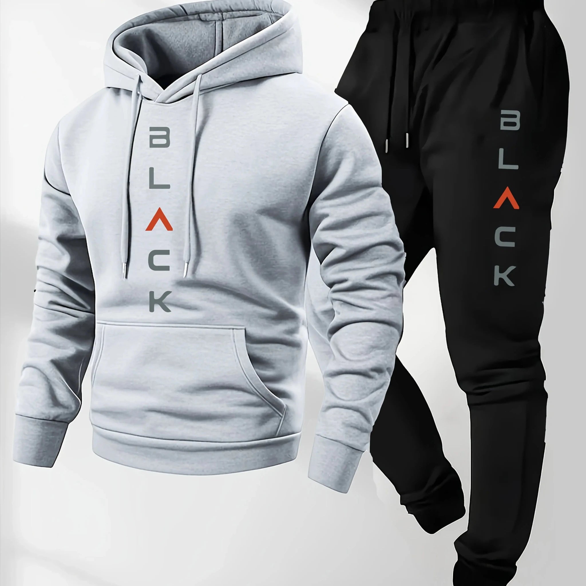 Men's casual and comfortable letter-printed hooded sports outfit a two-piece combination of stylish hooded sports shirt-AMAZON FACTORY