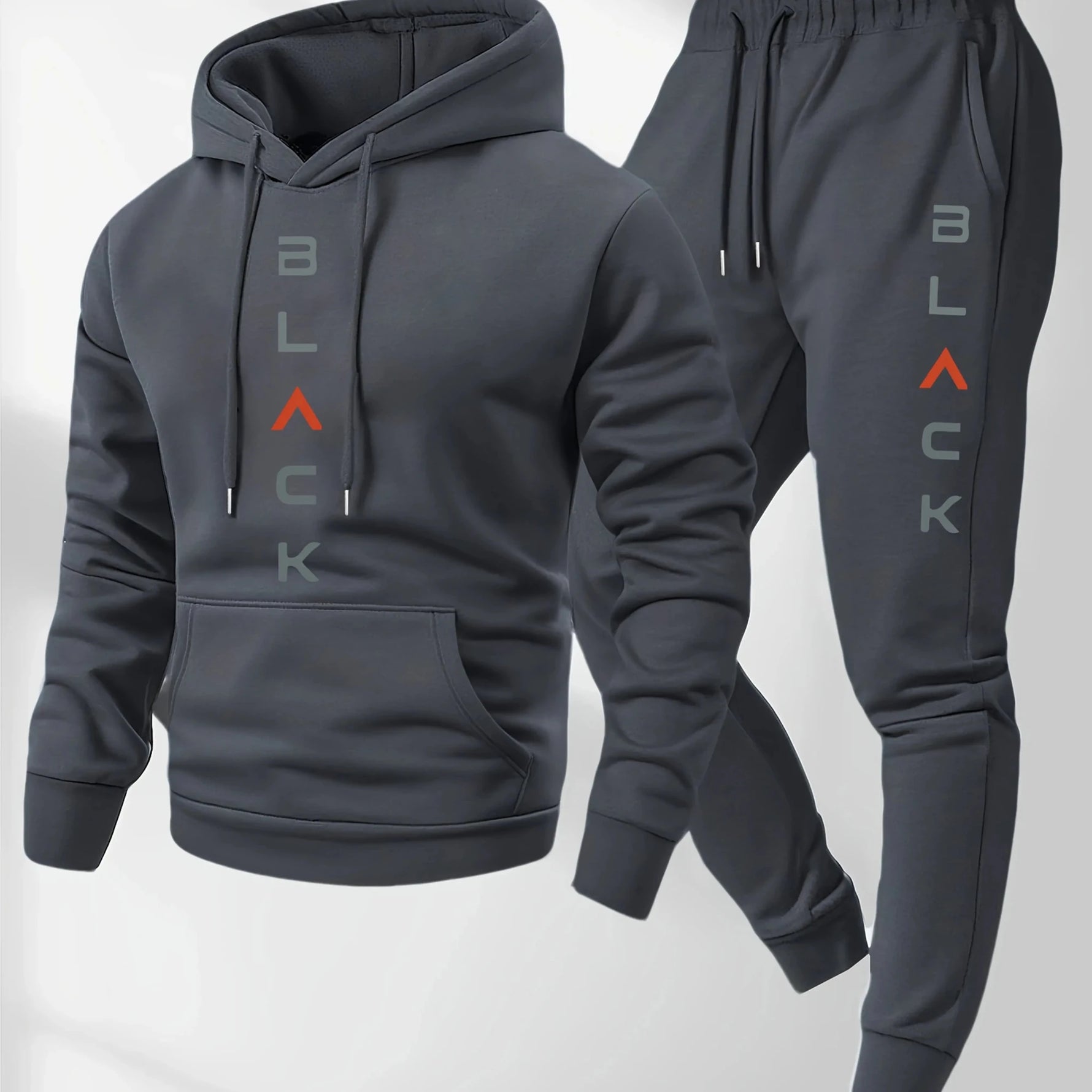 Men's casual and comfortable letter-printed hooded sports outfit a two-piece combination of stylish hooded sports shirt-AMAZON FACTORY