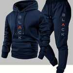 Men's casual and comfortable letter-printed hooded sports outfit a two-piece combination of stylish hooded sports shirt-AMAZON FACTORY
