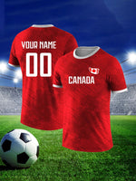 Men's Custom Canada National Team Soccer T-shirt Personalized Name Number Football Shirt, Breathable Quick Dry Sportswear-AMAZON FACTORY