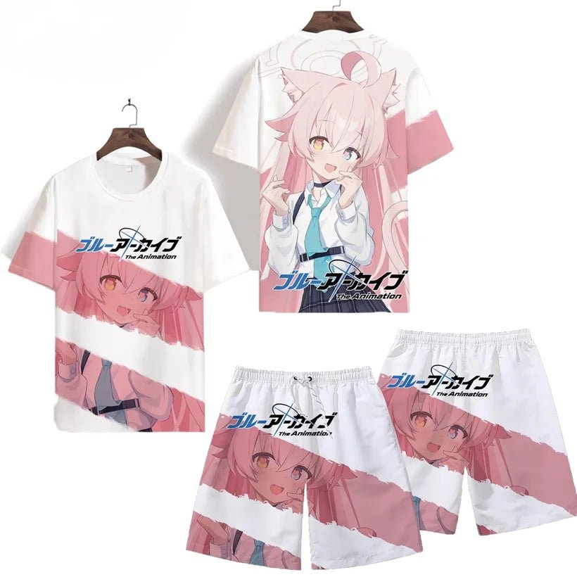 Men's Suits Anime Blue Archive Takanashi Hoshino 3D Print T-Shirts Shorts 2 - Piece Sets Tracksuits Oversized Outfits Man Clothing - AMAZON FACTORY