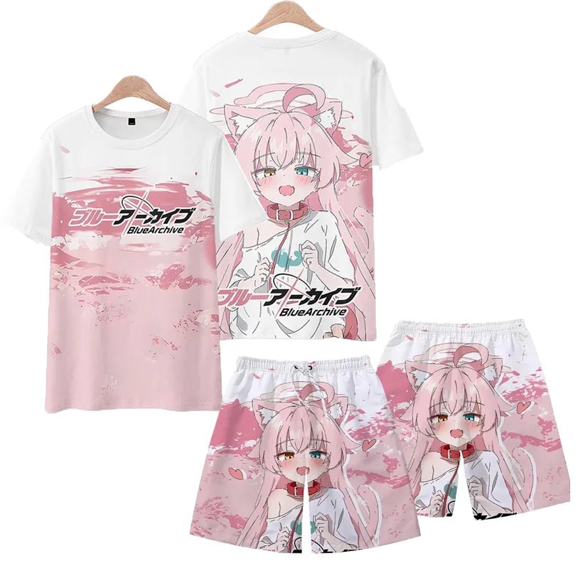 Men's Suits Anime Blue Archive Takanashi Hoshino 3D Print T-Shirts Shorts 2 - Piece Sets Tracksuits Oversized Outfits Man Clothing - AMAZON FACTORY