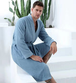 Men's Turkish Cotton Terry Kimono Bathrobe - AMAZON FACTORY