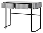 Mirrored Glass and Stainless Steel Two Drawer Vanity Table - AMAZON FACTORY