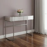 Mirrored Glass and Stainless Steel Two Drawer Vanity Table - AMAZON FACTORY