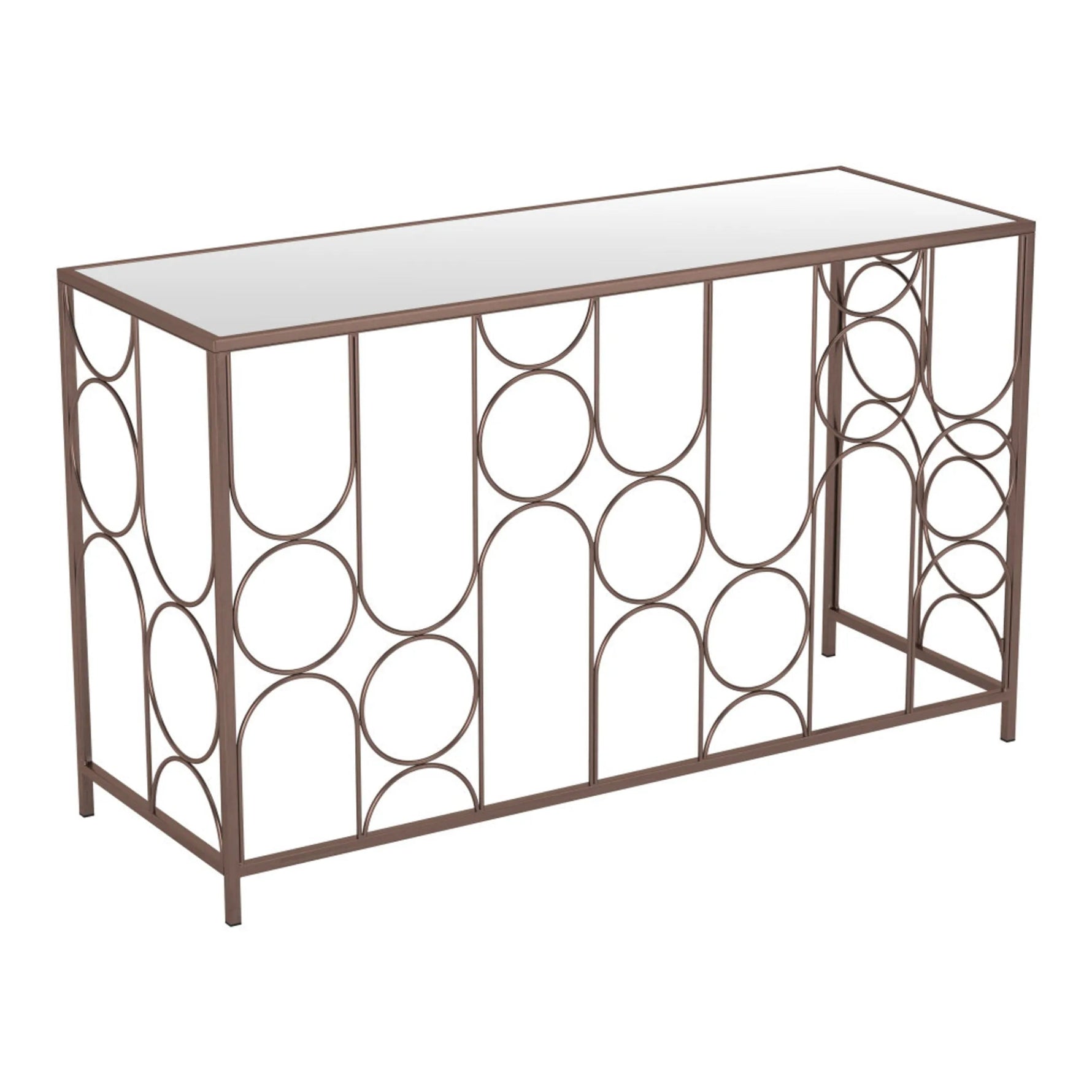 Mirrored Glass and Steel Frame Console Table - AMAZON FACTORY