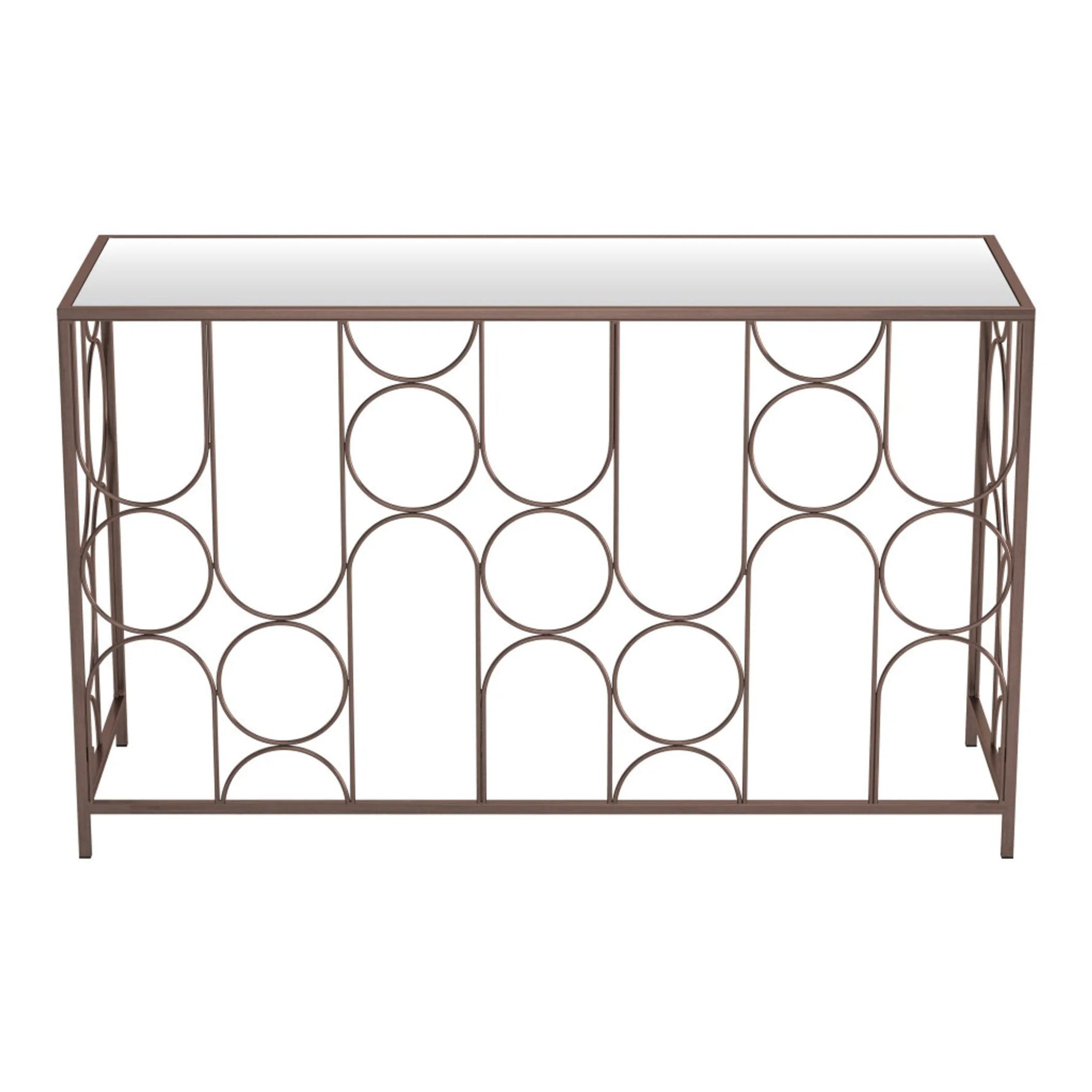 Mirrored Glass and Steel Frame Console Table - AMAZON FACTORY