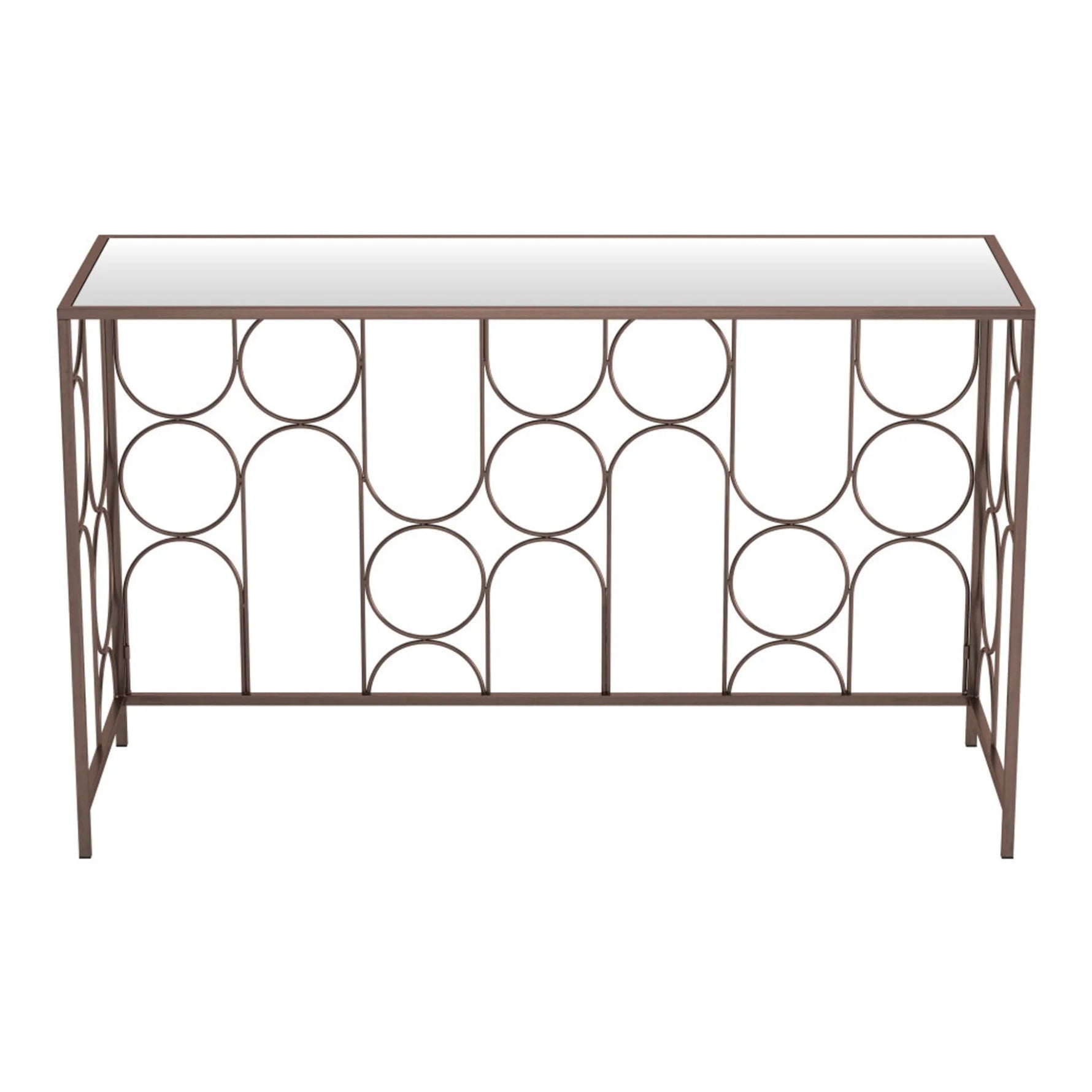 Mirrored Glass and Steel Frame Console Table - AMAZON FACTORY