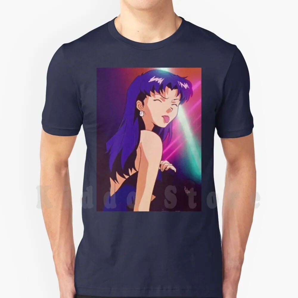 Misato T Shirt Cotton Men DIY Print Cool Tee Anime Manga Girl Woman Misato Katsuragi Club Clubbing Lights Sad - AMAZON FACTORY