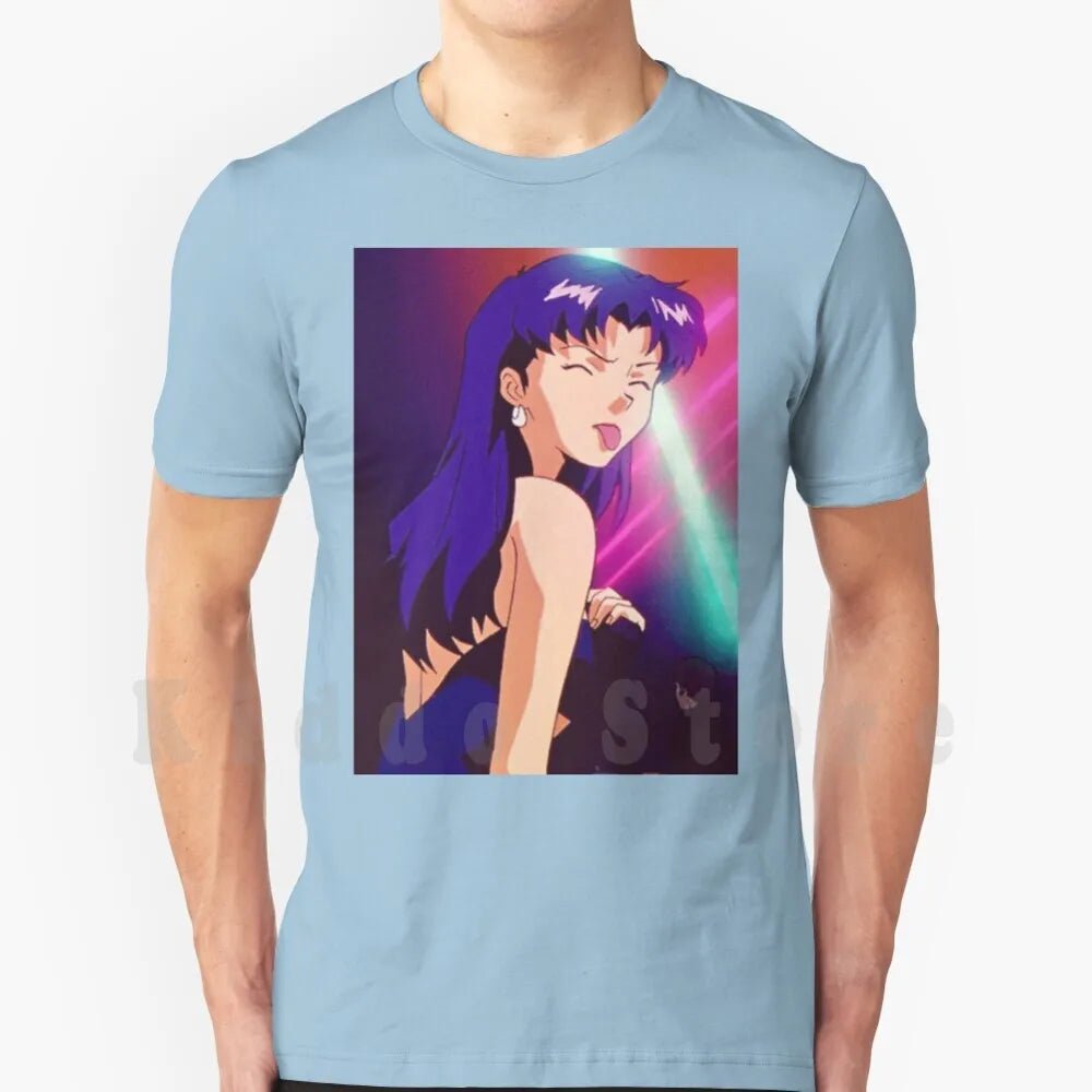 Misato T Shirt Cotton Men DIY Print Cool Tee Anime Manga Girl Woman Misato Katsuragi Club Clubbing Lights Sad - AMAZON FACTORY