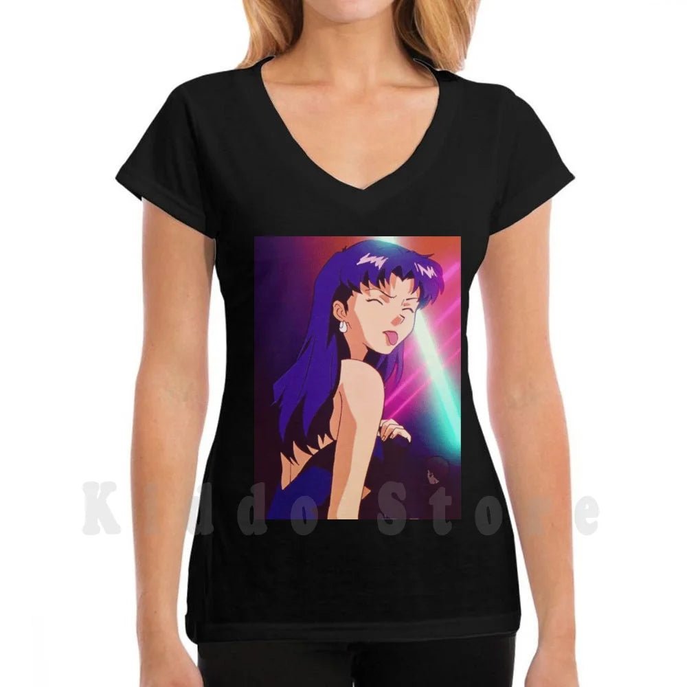 Misato T Shirt Cotton Men DIY Print Cool Tee Anime Manga Girl Woman Misato Katsuragi Club Clubbing Lights Sad - AMAZON FACTORY