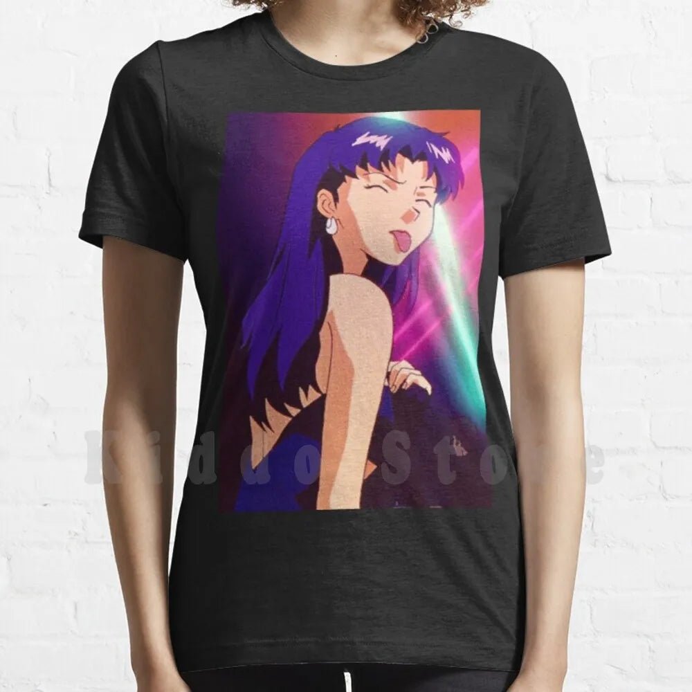 Misato T Shirt Cotton Men DIY Print Cool Tee Anime Manga Girl Woman Misato Katsuragi Club Clubbing Lights Sad - AMAZON FACTORY