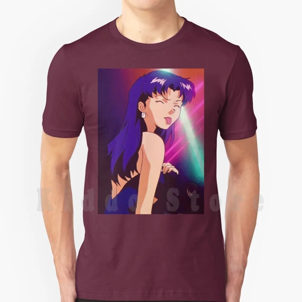 Misato T Shirt Cotton Men DIY Print Cool Tee Anime Manga Girl Woman Misato Katsuragi Club Clubbing Lights Sad - AMAZON FACTORY