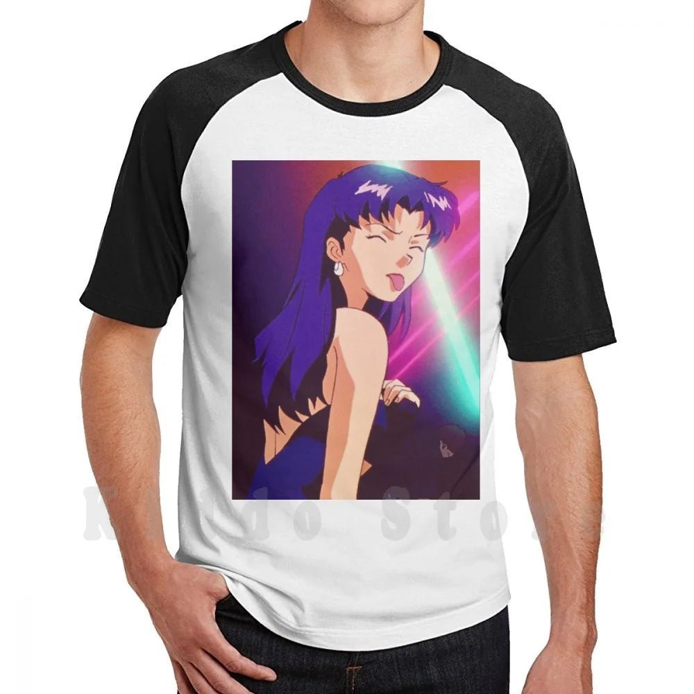 Misato T Shirt Cotton Men DIY Print Cool Tee Anime Manga Girl Woman Misato Katsuragi Club Clubbing Lights Sad - AMAZON FACTORY