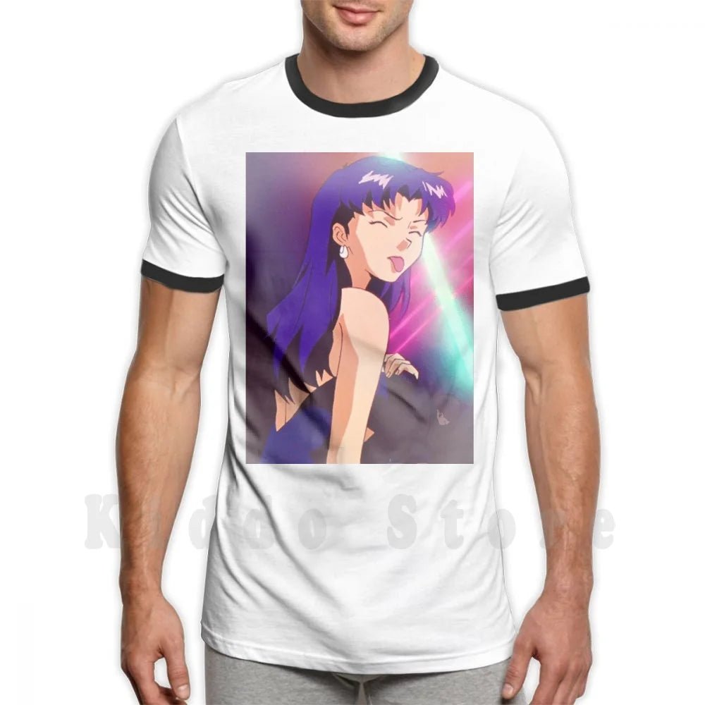 Misato T Shirt Cotton Men DIY Print Cool Tee Anime Manga Girl Woman Misato Katsuragi Club Clubbing Lights Sad - AMAZON FACTORY