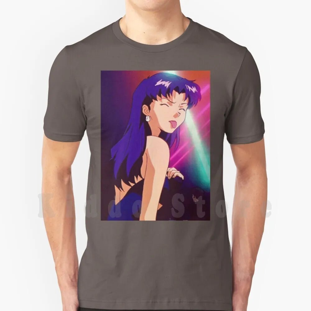 Misato T Shirt Cotton Men DIY Print Cool Tee Anime Manga Girl Woman Misato Katsuragi Club Clubbing Lights Sad - AMAZON FACTORY