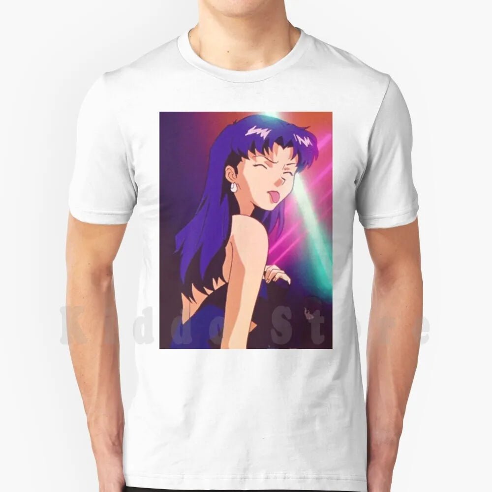 Misato T Shirt Cotton Men DIY Print Cool Tee Anime Manga Girl Woman Misato Katsuragi Club Clubbing Lights Sad - AMAZON FACTORY